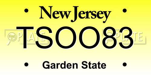 TSOO83 New Jersey License Plate