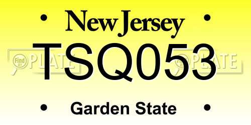 TSQ053 New Jersey License Plate