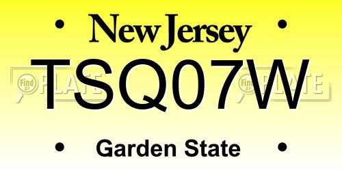 TSQ07W New Jersey License Plate