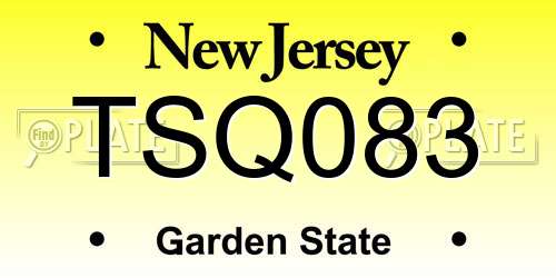 TSQ083 New Jersey License Plate