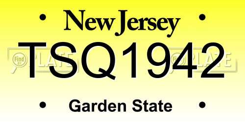 TSQ1942 New Jersey License Plate