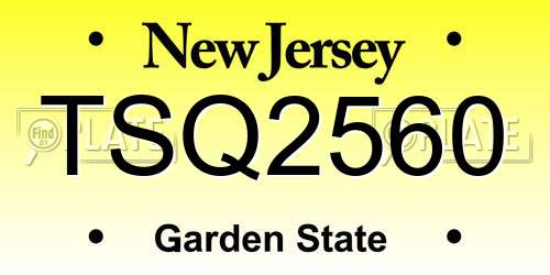 TSQ2560 New Jersey License Plate