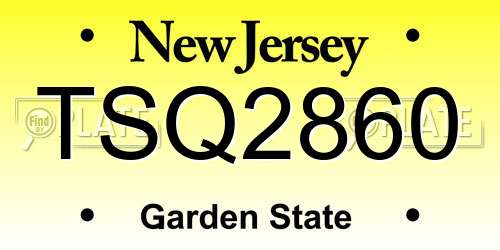 TSQ2860 New Jersey License Plate