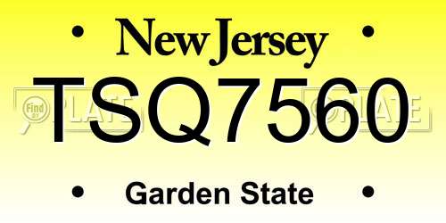 TSQ7560 New Jersey License Plate