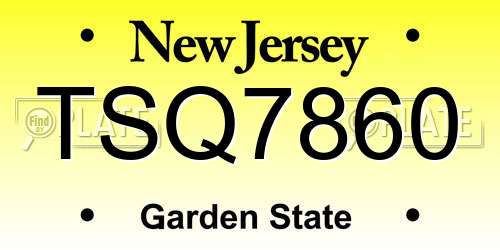 TSQ7860 New Jersey License Plate