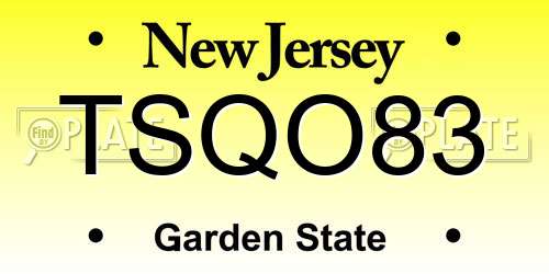 TSQO83 New Jersey License Plate