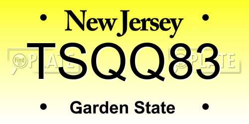 TSQQ83 New Jersey License Plate