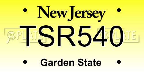 TSR540 New Jersey License Plate