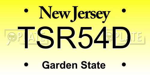 TSR54D New Jersey License Plate