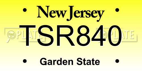 TSR840 New Jersey License Plate