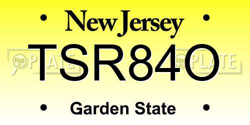 TSR84O New Jersey License Plate