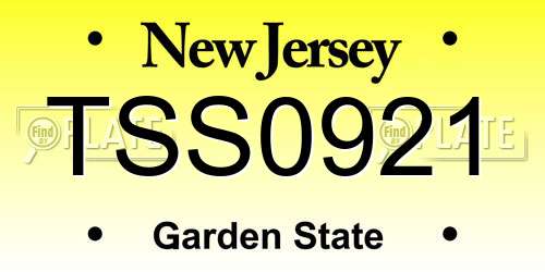 TSS0921 New Jersey License Plate