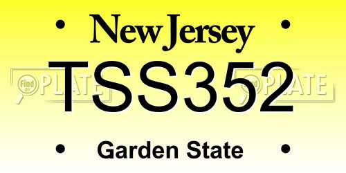 TSS352 New Jersey License Plate