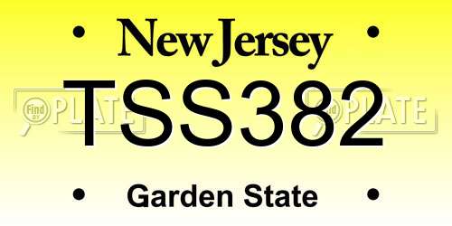TSS382 New Jersey License Plate