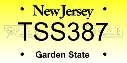 TSS387 New Jersey License Plate