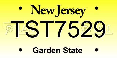 TST7529 New Jersey License Plate