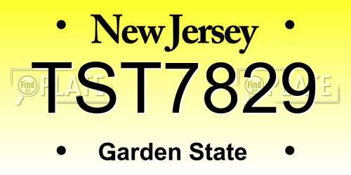 TST7829 New Jersey License Plate