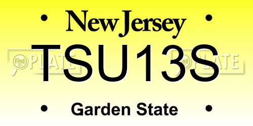 TSU13S New Jersey License Plate