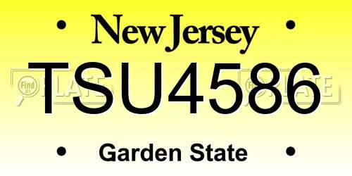 TSU4586 New Jersey License Plate