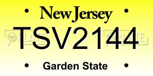 TSV2144 New Jersey License Plate