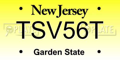 TSV56T New Jersey License Plate