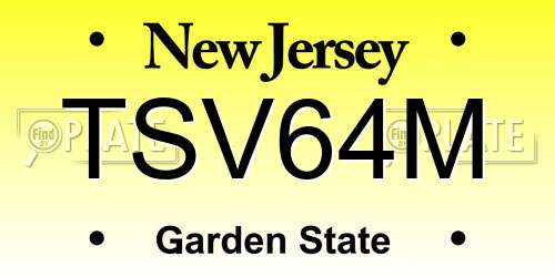 TSV64M New Jersey License Plate