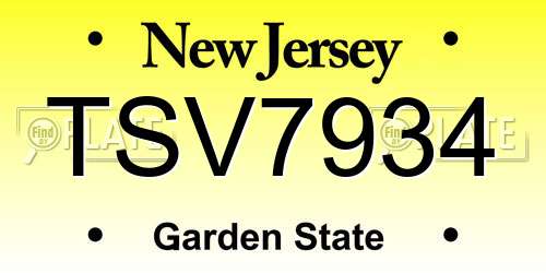 TSV7934 New Jersey License Plate