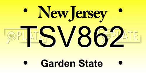 TSV862 New Jersey License Plate