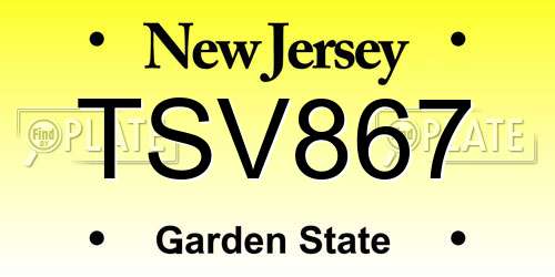 TSV867 New Jersey License Plate