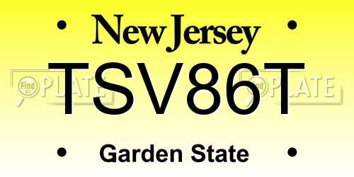 TSV86T New Jersey License Plate