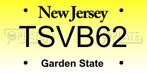 TSVB62 New Jersey License Plate