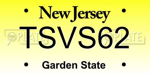 TSVS62 New Jersey License Plate