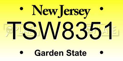 TSW8351 New Jersey License Plate