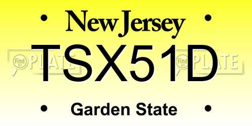 TSX51D New Jersey License Plate