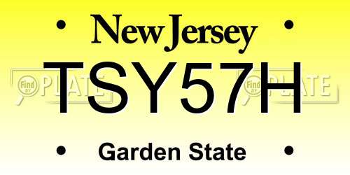 TSY57H New Jersey License Plate
