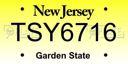 TSY6716 New Jersey License Plate