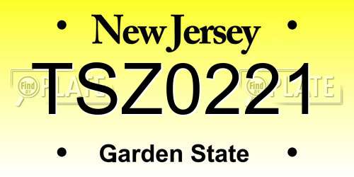 TSZ0221 New Jersey License Plate