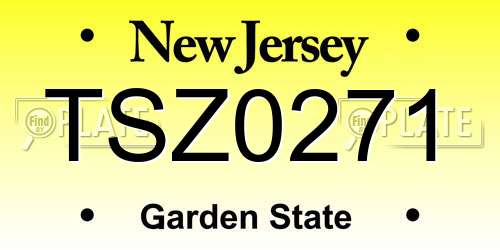 TSZ0271 New Jersey License Plate