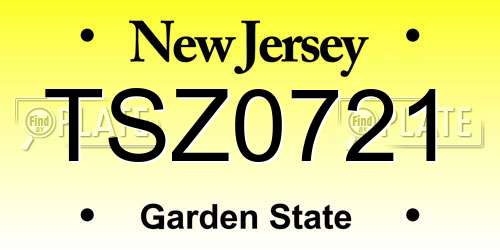 TSZ0721 New Jersey License Plate