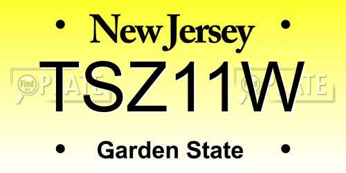 TSZ11W New Jersey License Plate