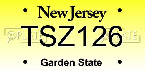 TSZ126 New Jersey License Plate