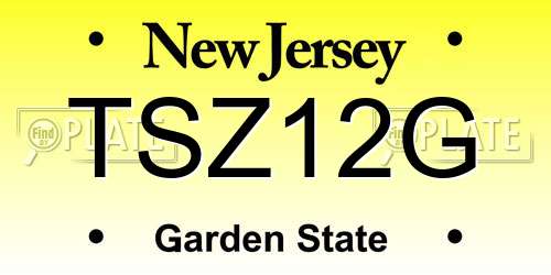 TSZ12G New Jersey License Plate