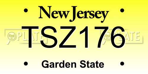 TSZ176 New Jersey License Plate
