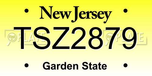 TSZ2879 New Jersey License Plate