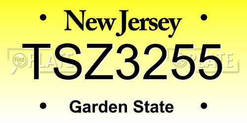 TSZ3255 New Jersey License Plate