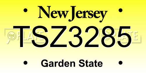 TSZ3285 New Jersey License Plate