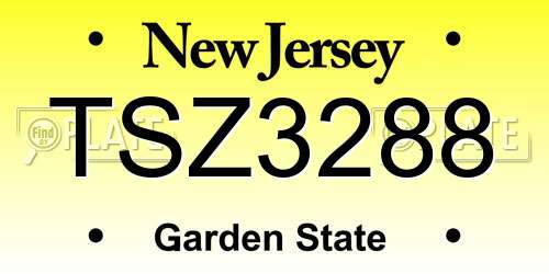 TSZ3288 New Jersey License Plate