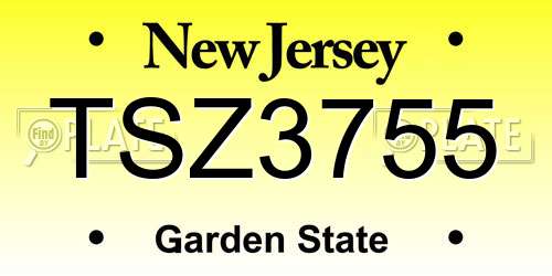 TSZ3755 New Jersey License Plate