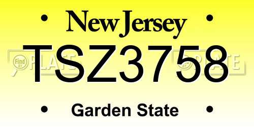 TSZ3758 New Jersey License Plate
