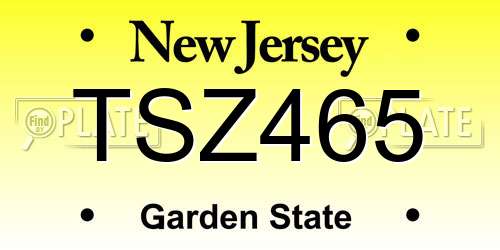 TSZ465 New Jersey License Plate